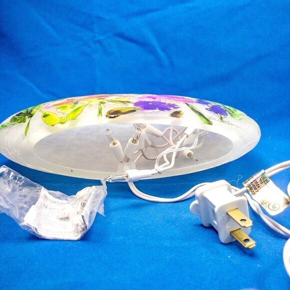 Spring Florals Glass Lighted Vase Signed Home Decor Illumination - Picture 6 of 14